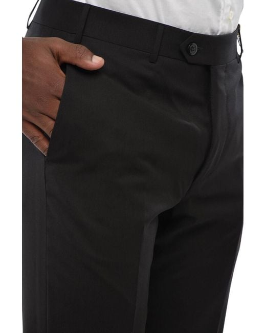 Corneliani Black Flat Front Pants for men
