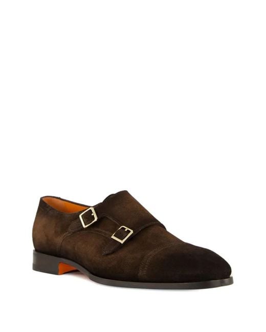 Santoni Brown Solid Dress Shoes for men