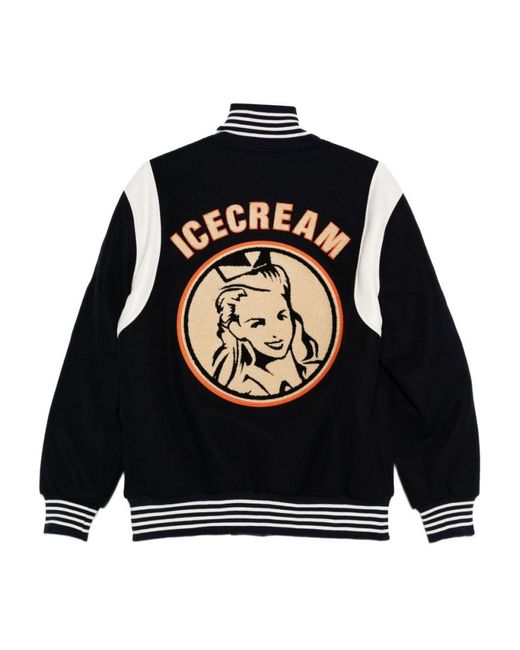 ICECREAM Black Collegiate Patch Varsity Jacket for men