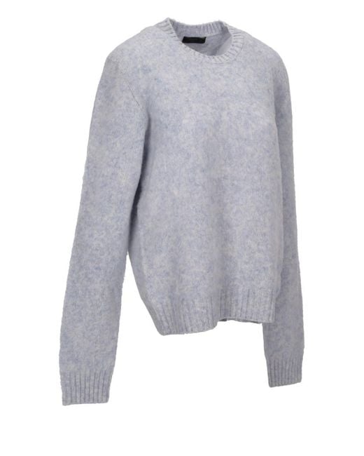 Prada Gray Wool Crew-Neck Sweater for men