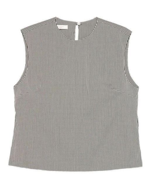 Incotex Gray Round Neck Check Pattern Top