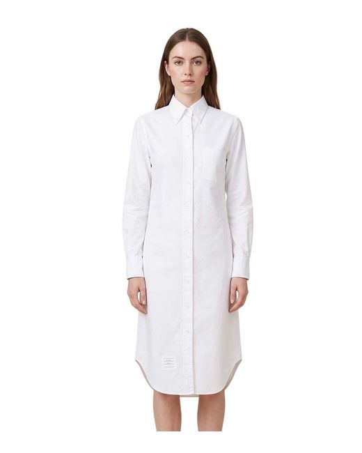 Thom Browne White Solid Shirt Mini Dress
