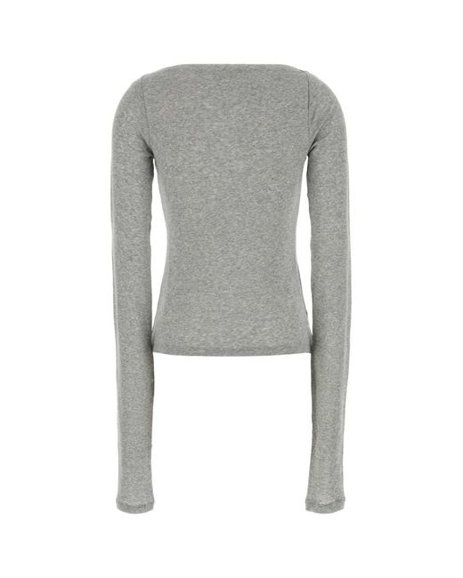 Miu Miu Gray Ribbed Jersey Top