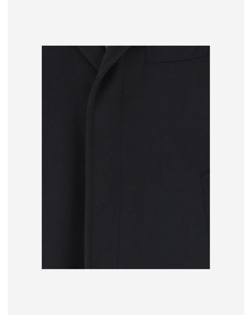 Tagliatore Blue Tailored Wool Coat With Charm Logo And Front Pockets for men