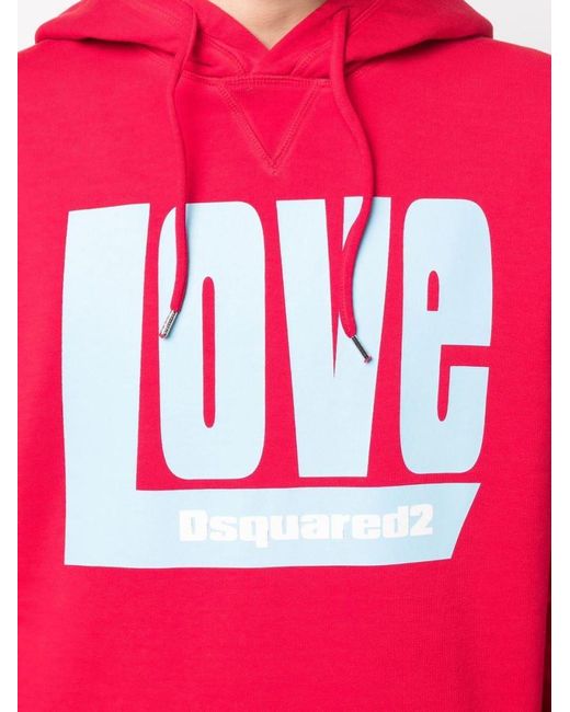 DSquared² Pink 'Love' Logo-Print Hoodie for men