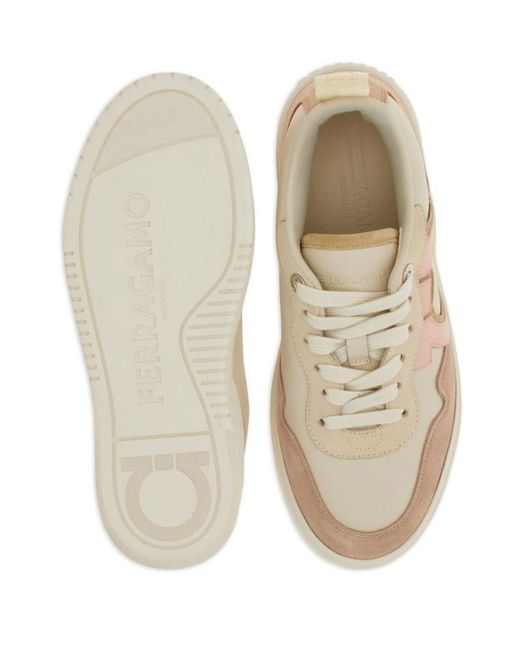 Ferragamo White Gancini Leather Sneakers