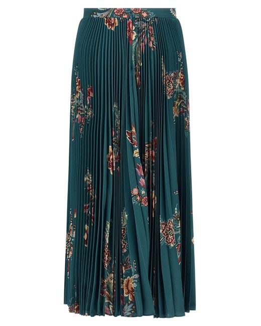 Etro Green Pleated Skirt