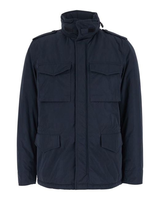Aspesi Blue Mock Collar Jacket for men
