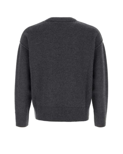 AMI Gray Crew Neck Pullover for men