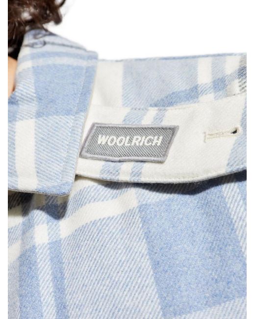 Woolrich Blue Plaid Logo Jacket With Structured Collar for men