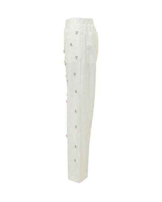 A PAPER KID White Straight Drawstring Pants