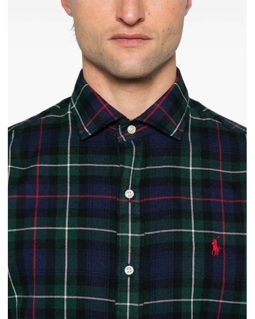 Polo Ralph Lauren Blue Plaid Flannel Shirt for men