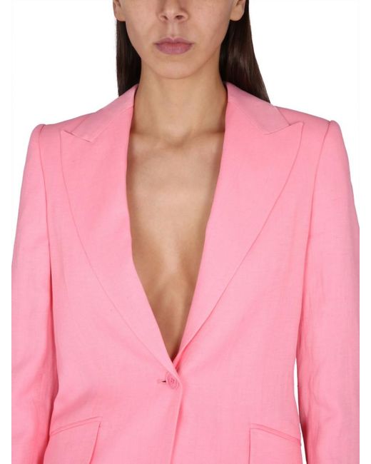 Stella McCartney Pink Solid Notched Lapel Blazer