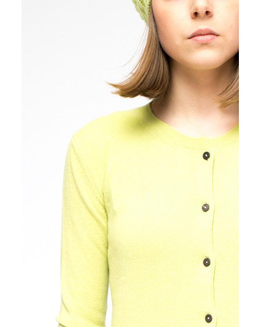 LA ROSE Yellow Cashmere Cardigan