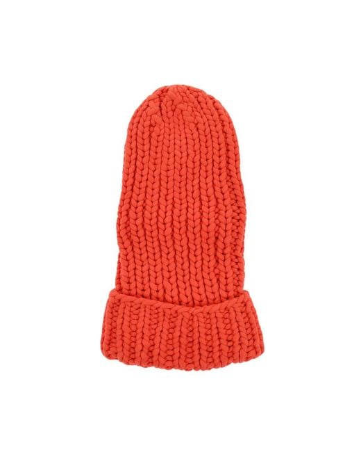 DSquared² Red Maxi Knitted Beanie Cap