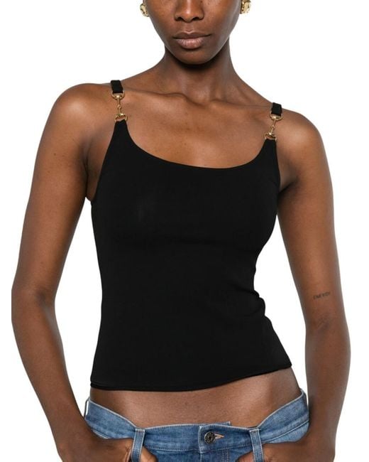 Gucci Blue Solid Scoop Neck Top