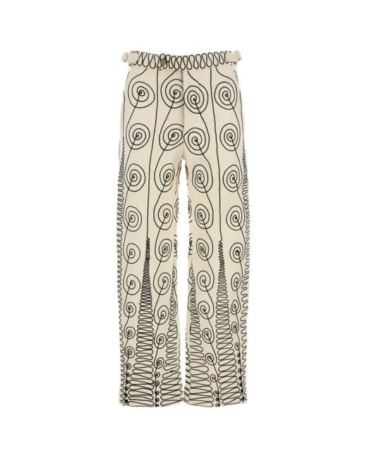 Bode White Embroidered Wool Quillwork Pant for men