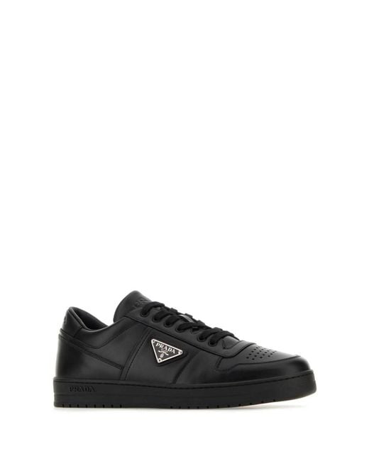 Prada Black Solid Triangle Logo Sneakers for men