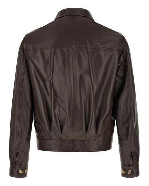 Brunello Cucinelli Black Solid Shirt Collar Jacket for men