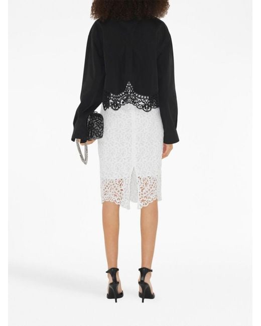 Burberry White Lace Midi Skirt