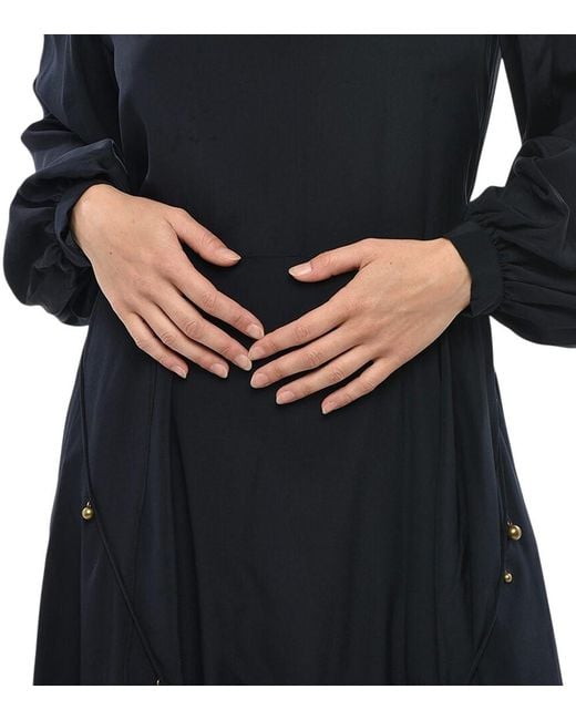 Stella McCartney Blue Solid V Neck Midi Dress