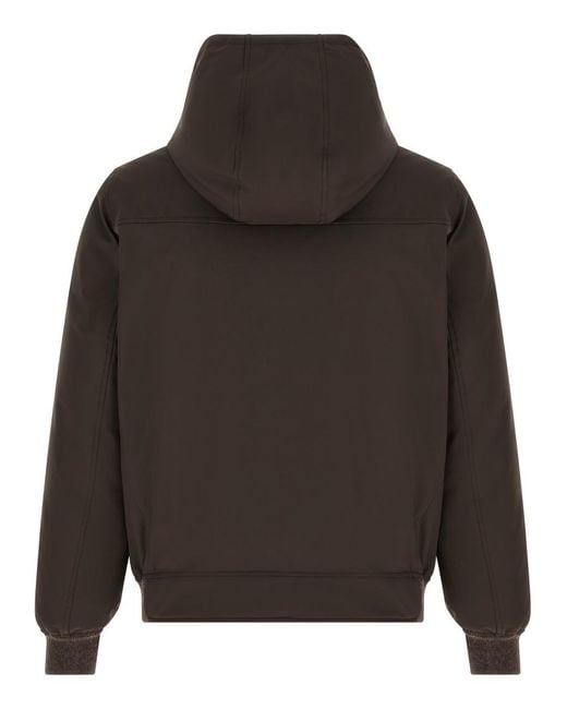 Brunello Cucinelli Black Solid Hood Jacket for men