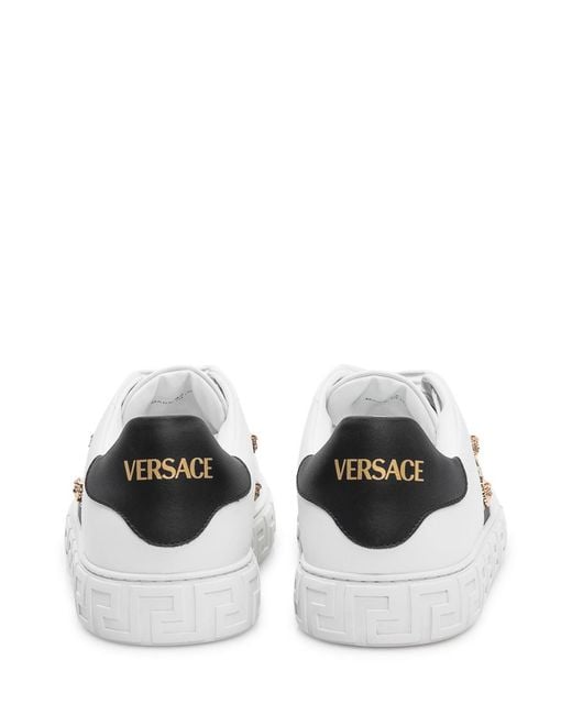 Versace White Studded Greca Sneakers for men