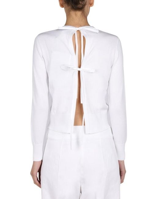 Patou White Solid Crew Neck Sweater