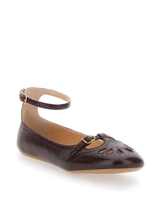 Chloé Brown Leather Ballet Flats