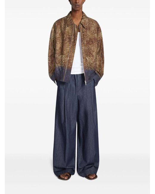 Dries Van Noten Brown Animalier Print Bomber Jacket for men
