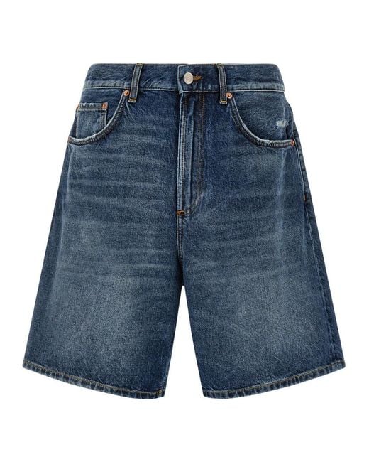 Department 5 Blue Solid Denim Shorts for men