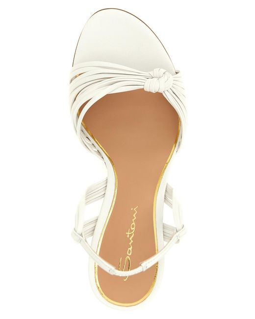 Santoni White Open Round Toe Heels