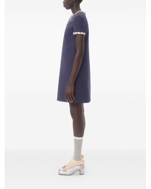 Valentino Garavani Blue Crepe Couture Mini Dress