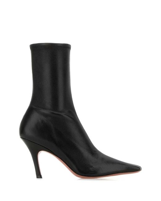 AMINA MUADDI Black Solid Pointed Toe Boots