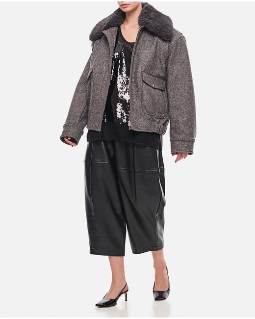 Stella McCartney Gray Dark Spread-Collar Coat