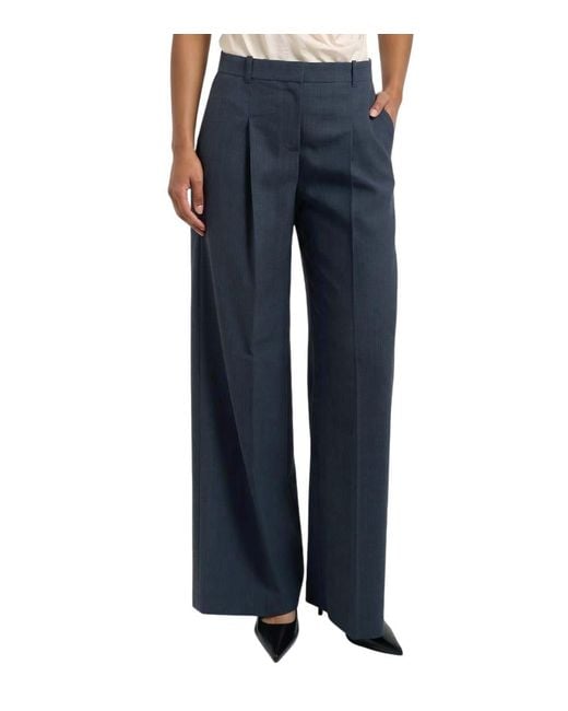 Boss Blue Regular Pleated Pants