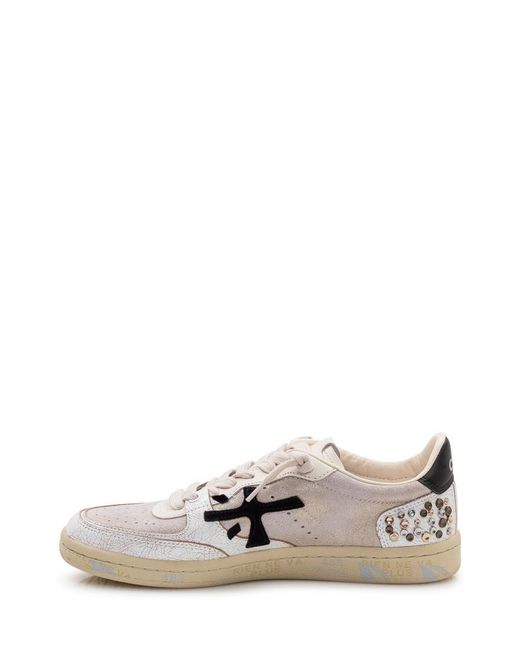Premiata White Studded Sneakers