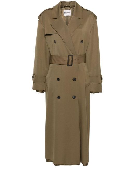 Miu Miu Natural Raw-Cut Maxi Trench Coat