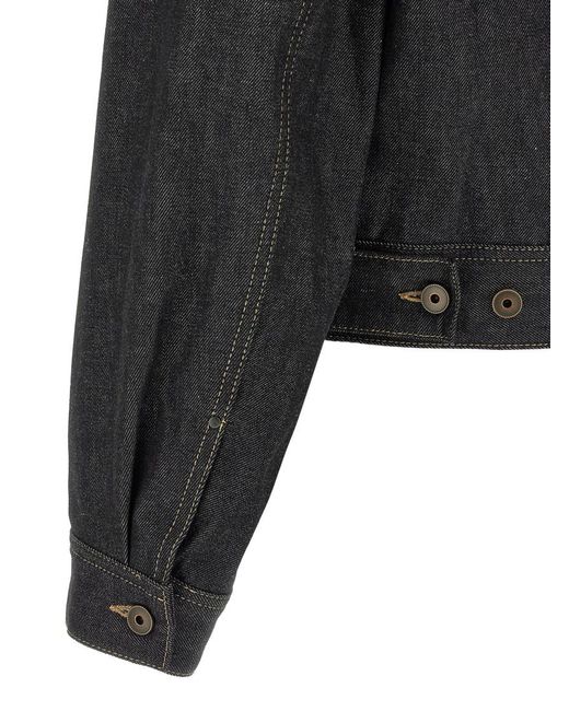 Lemaire Black Solid Shirt Collar Jacket for men