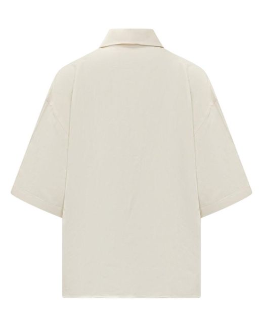 Studio Nicholson White Solid Shirt Collar Polo