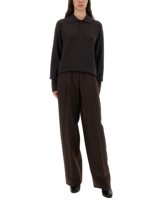 Studio Nicholson Black Solid Shirt Collar Sweater
