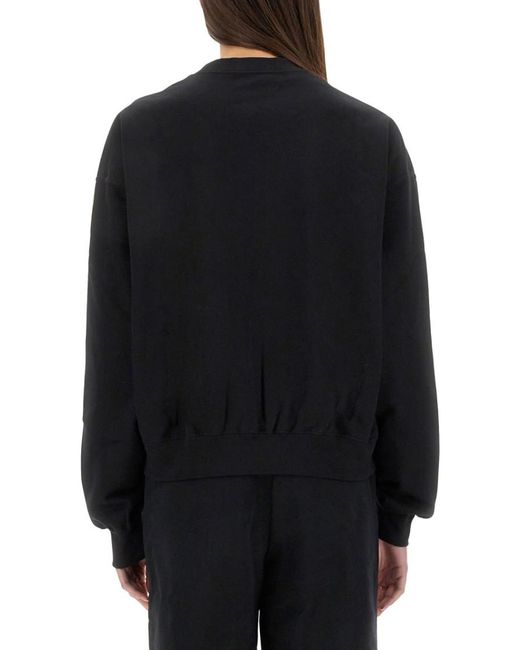 Y-3 Black Solid Crew Neck Sweatshirt
