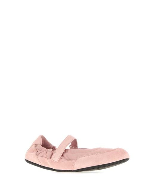 Prada Pink Suede Ballet Flats