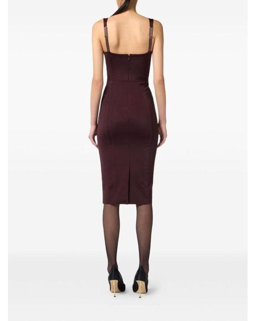 Elisabetta Franchi Purple Logo Midi Dress