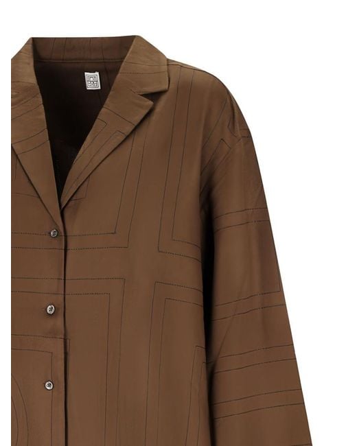Totême Brown Loose Printed Shirt
