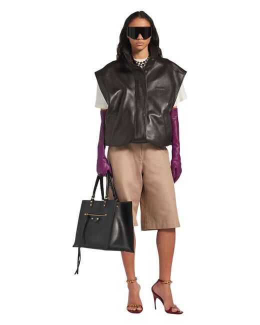 Balenciaga Black Solid Mandarin Collar Jacket