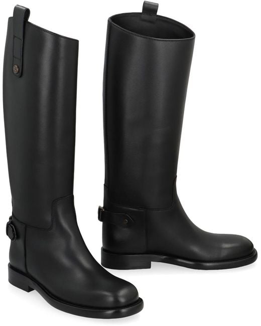 Burberry Black Solid Round Toe Boots