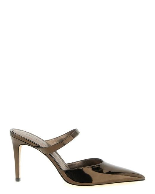 Stuart Weitzman Brown Leather Mules