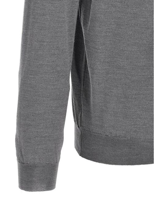 Zanone Gray Solid Polo Shirt for men