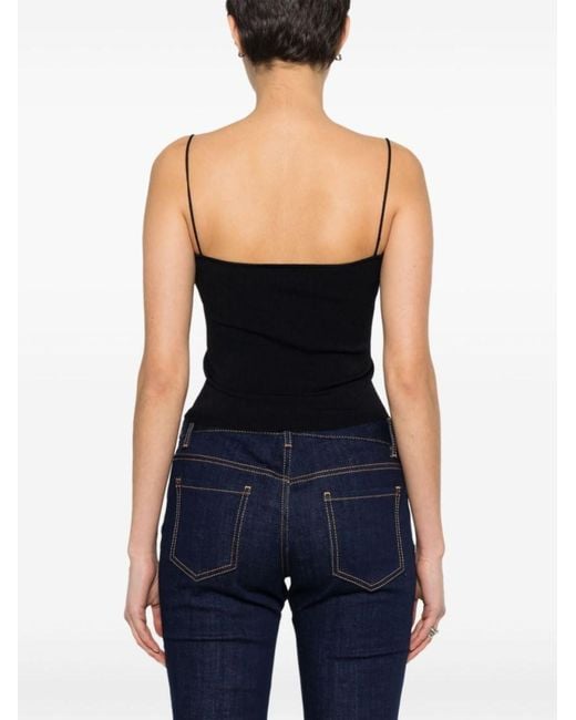 DSquared² Black Logo-Plaque Knitted Crop Top